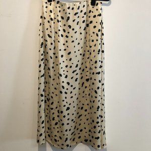 LAST ONE Dalmatian Polka Dot Satin Midi Skirt